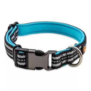 More details for dog collar blue reflective adjustable padded metal buckle safety