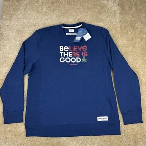 Life is Good Mens sweatshirt XXL Christmas Believe There is Good pullover New - Picture 1 of 16