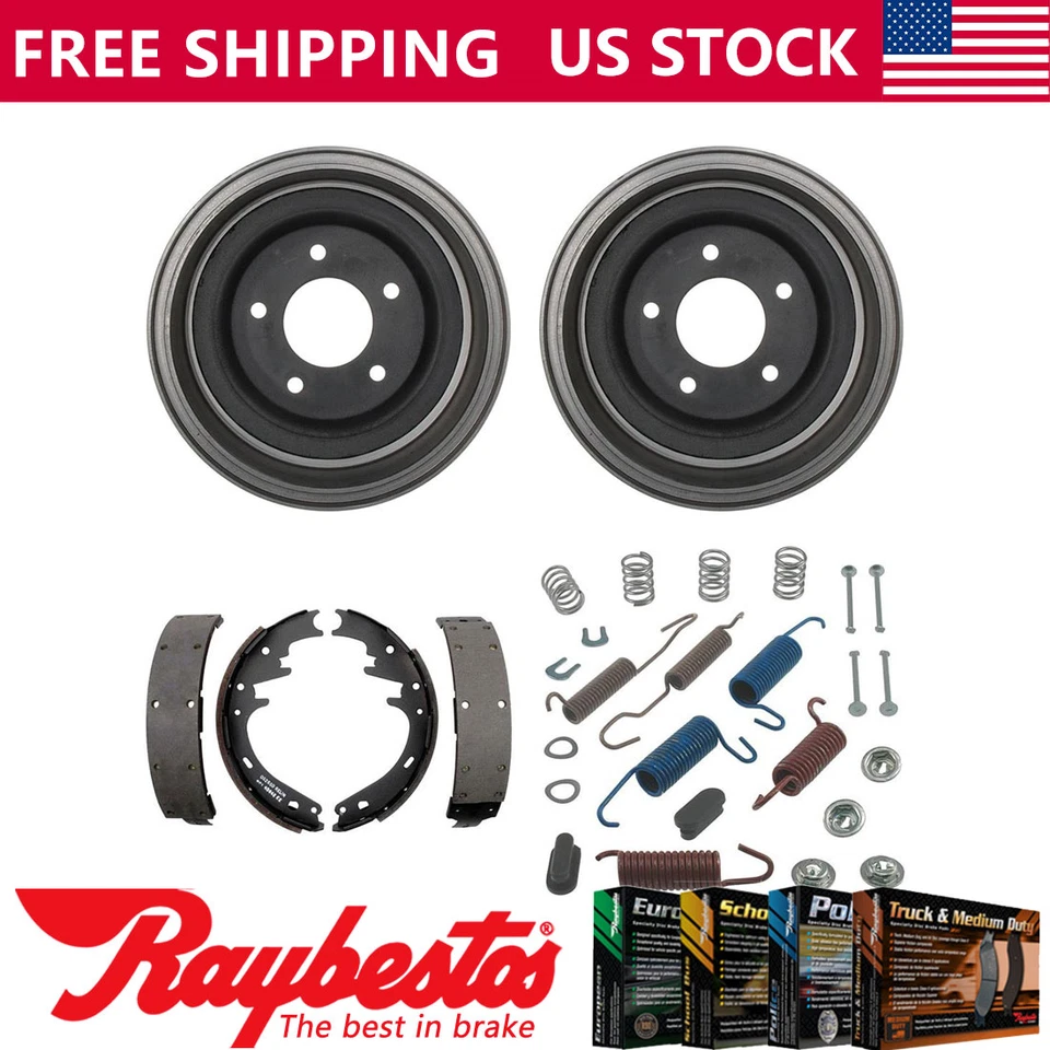 Kit de herrajes de tambores de freno y zapatas de freno trasero para Ford E-150 Econoline 1990-91 Foto 1 de 4