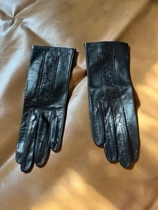 VINTAGE Size Black Soft Leather Formal 9’ Long Gloves. Raised Cutout design - Picture 1 of 8