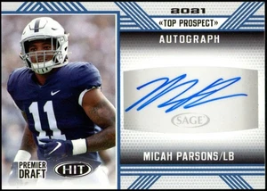 2020 Sage Hit MICAH PARSONS Premier Draft Top Prospect Auto Rookie RC #21MP - Picture 1 of 2