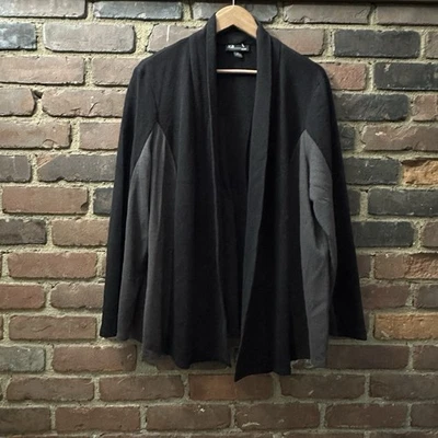AGB | Cárdigan Suéter Abierto Negro Gris Bloque de Color Talla 2X - Cheapchicplus Foto 1 de 4