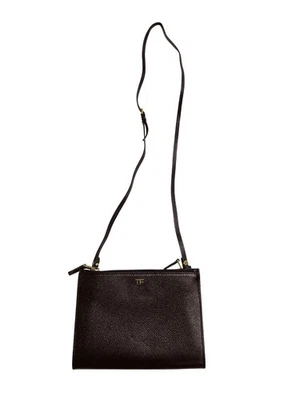Bolso Bandolera Tom Ford Triple Cremallera Piel de becerro Guijarro en Negro Foto 1 de 4