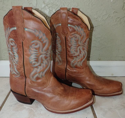 Womens Nocona Bluebonnet Brown leather cowboy cowgirl Boots size 11b NL5009 - Image 1 of 4