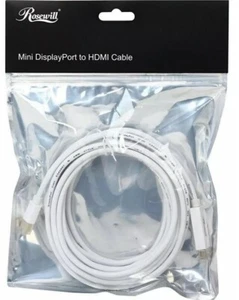 Rosewill 3 ft White Mini DisplayPort to HDMI 32AWG Cable (RCDC-14030) male-male - Picture 1 of 1