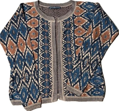 Peruvian Connection Multi Color Knit Tribal Cardigan Sweater Size XS - Image 1 of 3