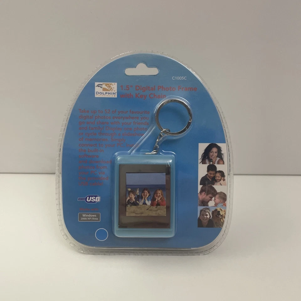 Vintage Digital Photo Frame Key Chain - 1.5 Inch Colour Screen - Blue - New - Image 1 of 4
