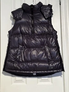 DKNY Womens Gray Half-Zip Down Puffer Vest ￼ Removable Hood Mint Size XS 57 - Picture 1 of 14