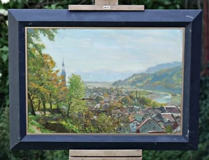 Fritz Discher - ¿Vista de Bad Tölz? - Óleo sobre lienzo - firmado - con marco - Imagen 1 de 9