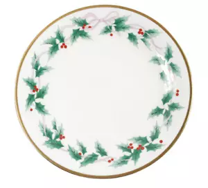 6 Mikasa Ribbon Holly 11" Bone China Christmas Holiday Plates, 11" - Picture 1 of 1