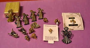Angel Pins/Brooches-16/Playing Horns, Praying, Halo, Guardian, etc., Birthstones - Picture 1 of 12