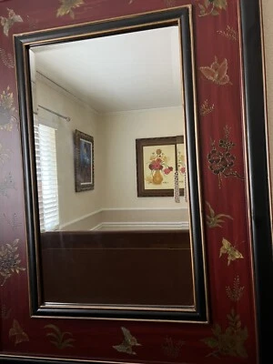 accent floral hand painted mirror - Image 1 of 4