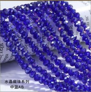 Diy Jewelry 85pc 4*6mm Faceted Rondelle glass crystal Beads Blue AB