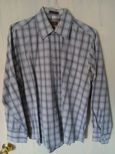 Men's JAMES TATTERSALL shirt button long sleeve plaid blue White Dress, Medium - Picture 1 of 6