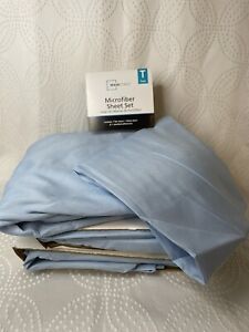 Lot OF 3 MICROFIBER BASICS FITTED SHEETS & 3 PILLOW CASES  BLUE, TWIN