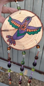 Colibrí Atrapasol Móvil Ventana Arte Boho Regalo Madera Cuentas Coloridas - Imagen 1 de 9