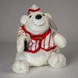 Coca-Cola Plush Polar Bear Soda Fountain Outfit 1998 Coke Bottle Tags #0171 Vtg - Picture 1 of 19