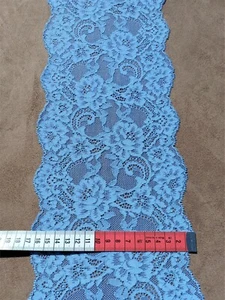 Elastische Spitze 1m azurblau Meterware Spitzenborde mit Bogenabschluss 17cm - Bild 1 von 1