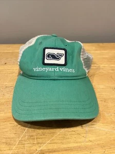 Vineyard Vines Trucker Hat Whale Patch Starboard Green White Mesh Soft Cap - Picture 1 of 3