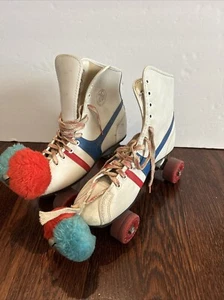 Roller Derby Fireball Size 6 Vintage White Blue Red Urethane Wheels - Picture 1 of 13