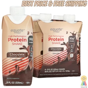 Equate High Performance Protein Shake, Chocolate, 11 fl oz, 4 Ct - Picture 1 of 8