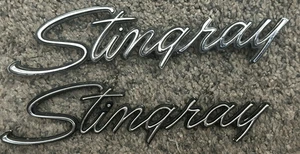 ¡NO PLÁSTICO CHINA! Guardabarros lateral cromado emblemas Stingray 1969-1976 insignias Corvette - Imagen 1 de 4