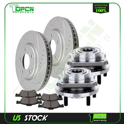 Front Brake Rotor & Wheel Hub Ceramic Pads Drilled For 01-07 Dodge Grand Caravan - Изображение 1 из 4