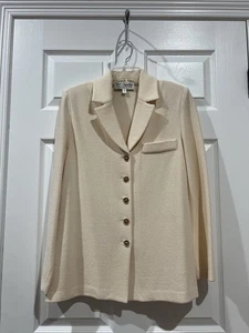 St. John Collection By Marie graue Haferflocken-Jacke mit Knöpfen Größe 8 hergestellt in den USA - Bild 1 von 15