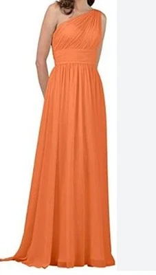 Maxi Dama de honor de un hombro de malla de Davids nupcial melocotón talla 14  Foto 1 de 4