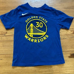 Nike Golden State Warriors navy blue yellow Curry 30 short sleeve shirt SIZE 4 - Picture 1 of 4