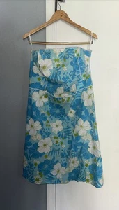 TORRID Vintage Cotton Spandex Strapless Blue Floral Midi Dress Size 20 - Picture 1 of 8