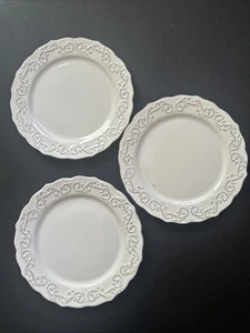 Pier1 Antique Scroll Plates 8.5 Inch Set Of 3, White - Picture 1 of 7