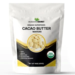 Raw Cocoa Butter Wafers Food Grade for Baking Chocolate Cacao Butter Wafers 16oz - Picture 1 of 5