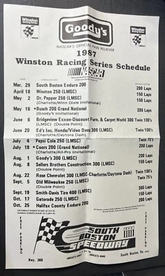 Winston Racing Series 1987 calendario NASCAR (difícil de encontrar) Foto 1 de 4