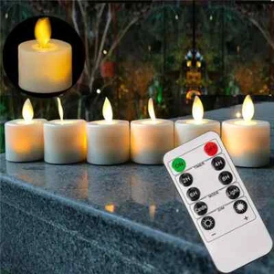 4 or 6 LED Flameless Moving Wick Candles with Remote - Christmas Wedding Decor - Picture 1 of 15