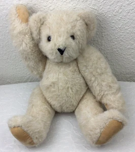 Vermont Teddy Bear Plush Fully Jointed Born In Vermont Brown Eyes Beige Vintage - Picture 1 of 10