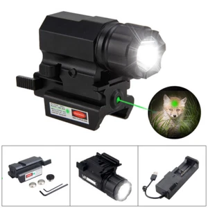 Torcia LED combinata punto verde mirino laser guida 20 mm per Glock 17 19 20 21 - Foto 1 di 7