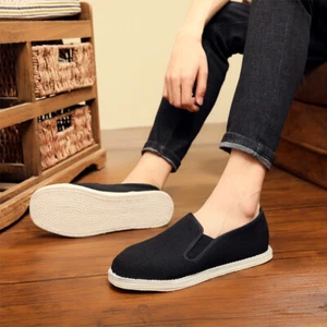 Men Kung Fu Tai Chi Shoes Old Beijing Casual Shoes Flat Sneakers Soft Breathable - Picture 1 of 5