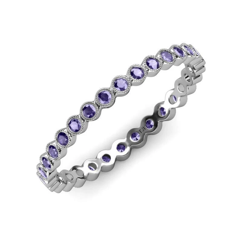 Banda de eternidad TriJewels bisel de iolita milgrain 0,53 ctw oro blanco 14K JP:12958 Foto 1 de 1