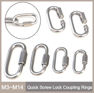 Quick Repair Chain Link Stainless Steel Screw Lock Connect Chain Shackles M3~M14 - Picture 1 of 12