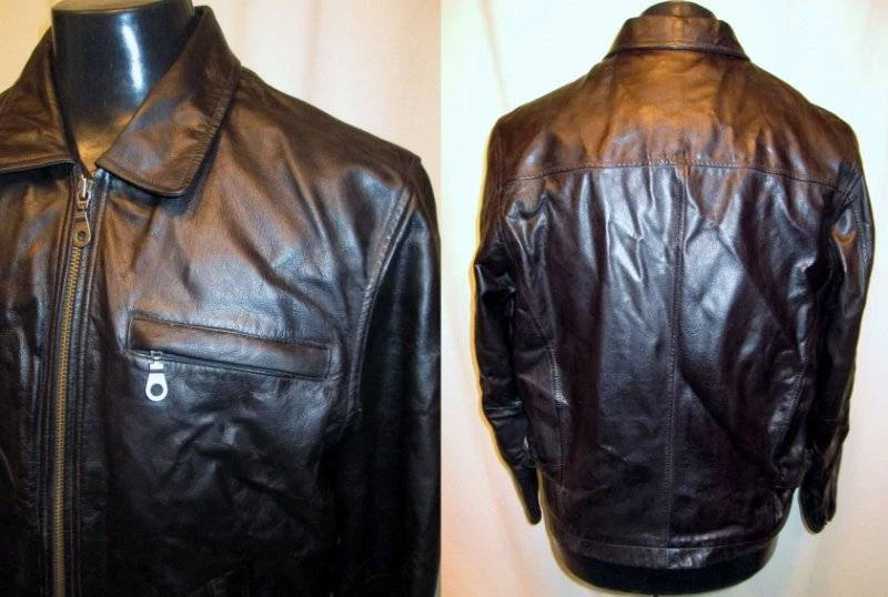Vintage Wilsons Leather Bomber Jacket Dark Brown Coat Motorcycle Mens M 80s - Image 1 of 4