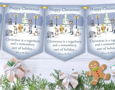 Winnie The Pooh Christmas Bunting,Christmas Garland,8 Flags,Christmas Decoration - Image 1 of 4