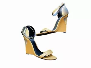 Bottega Veneta Metallic Silver Snakeskin Wedge Heels Sze 39.5/9 - Picture 1 of 10