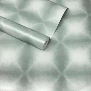 Fine Décor - Metallic Sage Green Geometric Trellis Feature Wallpaper - FD22438 - Picture 1 of 2