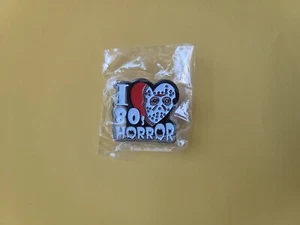 I Love 80s Horror Enamel Lapel Pin Hat Friday the 13th Movie Jason Voorhees Mask - Picture 1 of 2