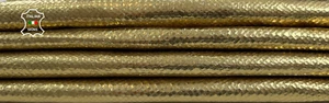 METALLIC GOLD SNAKE SCALE PRINT ON Thick Lamb leather 2 skins 14sqf 1.1mm #C2211 - Picture 1 of 7