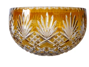 Rare Bill Healy Studio Crystal Amber Cut to Clear Serve Bowl Signed 9" - Picture 1 of 9