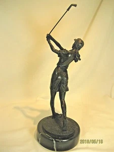 BRONZE STATUE MARKED LOBO - GOLF SWING - Picture 1 of 12