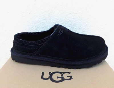 UGG BLACK NEUMAN SUEDE/ SHEEPWOOL COMFORT SLIPPERS, MEN US 10/ EUR 43 ~NIB - Image 1 of 4