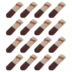 Chair Leg Socks Floor Protectors, 24pcs Knitted Furniture Sock(Beige+Dark Brown) - Picture 1 of 7